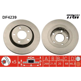 TRW Bremsscheibe Hinterachse DF4239 TRW Bremsscheibe Hinterachse DF4239