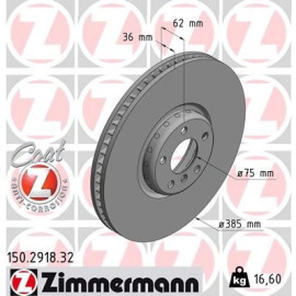 ZIMMERMANN Bremsscheibe 150.2918.32 ZIMMERMANN Bremsscheibe 150.2918.32