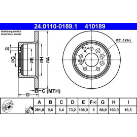 ATE Bremsscheibe Volvo Hinterachse 240/260/740/760/940 74-96 24.0110-0189.1 ATE Bremsscheibe Volvo Hinterachse 240/260/740/760/940 74-96 24.0110-0189.1