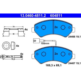 Bremsbelagsatz Fiat P. Ducato 06- Ad 1600Kg 2 Sensoren 13.0460-4811.2
