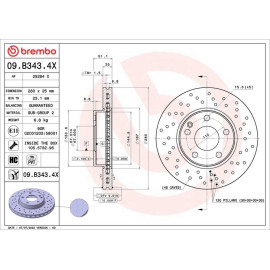 BREMBO Bremsscheibe XTRA VA 09.B343.4X