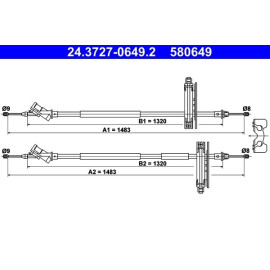 ATE Handbremsseil 24.3727-0649.2 ATE Handbremsseil 24.3727-0649.2