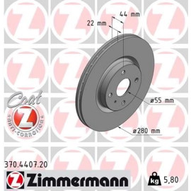 ZIMMERMANN Bremsscheibe 370.4407.20 ZIMMERMANN Bremsscheibe 370.4407.20