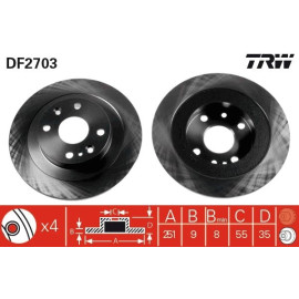 TRW Bremsscheibe Mazda T. Mx-3 DF2703 TRW Bremsscheibe Mazda T. Mx-3 DF2703