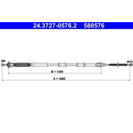 ATE Handbremsseil Seilzug Festellbremse 24.3727-0576.2