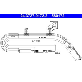 ATE Handbremsseil Seilzug Festellbremse 24.3727-0172.2