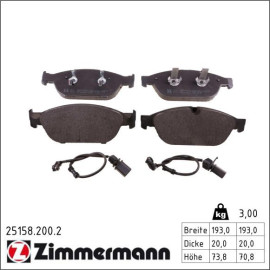 ZIMMERMANN Bremsbeläge 25158.200.2