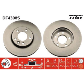 TRW Bremsscheibe VW T5 03 DF4308S TRW Bremsscheibe VW T5 03 DF4308S