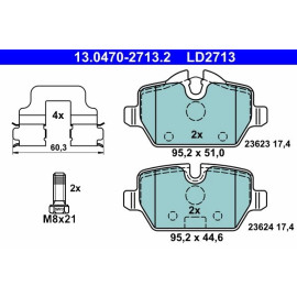 Bremsbelagsatz Bmw T. 1/3 1,6-2,0 03-13 Keramik 13.0470-2713.2