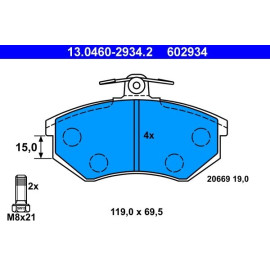 Bremsbelagsatz Audi S. 80/100/A4 82-01 13.0460-2934.2