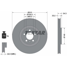 Bremsscheibe Audi P. A1 1.0-2.0 14 92275905
