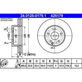 ATE Bremsscheibe Mercedes-Benz Vorderachse W204/S204 07 24.0125-0179.1