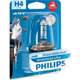 H4 12V 55W PX26d WhiteVision Ultra Moto 1 Stück Blister Philips 12342WVUBW