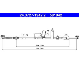 ATE Handbremsseil Seilzug Festellbremse 24.3727-1942.2