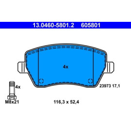 ATE Bremsbelagsatz Nissan Vorderachse Micra 1, 0-1, 6 03-10 13.0460-5801.2 ATE Bremsbelagsatz Nissan Vorderachse Micra 1, 0-1, 6 03-10 13.0460-5801.2