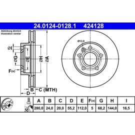 ATE Bremsscheibe VW Vorderachse T4 95-03 24.0124-0128.1