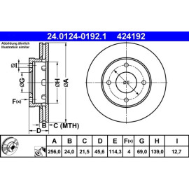 ATE Bremsscheibe Mitsubishi Vorderachse Colt 1.1-1.5 04-12 24.0124-0192.1 ATE Bremsscheibe Mitsubishi Vorderachse Colt 1.1-1.5 04-12 24.0124-0192.1