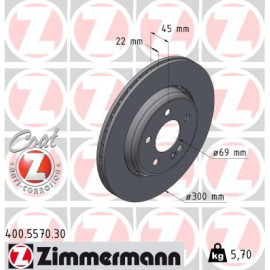 ZIMMERMANN Bremsscheibe 400.5570.30 ZIMMERMANN Bremsscheibe 400.5570.30