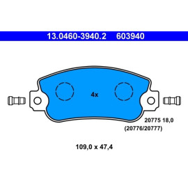 ATE Bremsbelagsatz 13.0460-3940.2 ATE Bremsbelagsatz 13.0460-3940.2