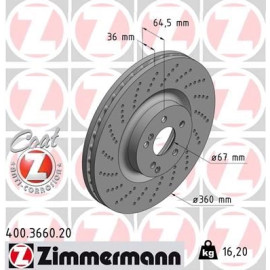 ZIMMERMANN Bremsscheibe 400.3660.20 ZIMMERMANN Bremsscheibe 400.3660.20
