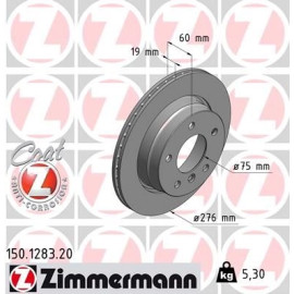 Zimmermann Bremsscheibe Hinterachse 150.1283.20 Zimmermann Bremsscheibe Hinterachse 150.1283.20