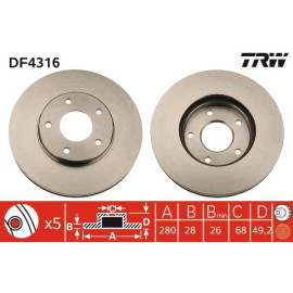 TRW Bremsscheibe Nissan Primera DF4316 TRW Bremsscheibe Nissan Primera DF4316
