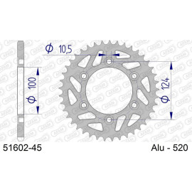 AFAM Kettenrad ALU 45 Zähne 51602-45