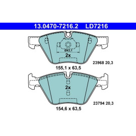 Bremsbelagsatz Bmw S. 1/3/X1 Z4 1.6-3.0 03- Keramik 13.0470-7216.2