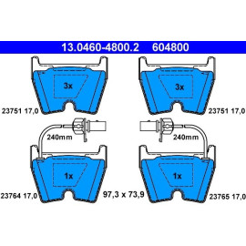 Bremsbelagsatz Vw P. Phaeton 3.2-6.0 4 Motion 02-16 13.0460-4800.2