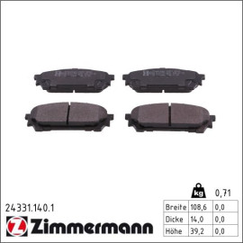ZIMMERMANN Bremsbeläge 24331.140.1 ZIMMERMANN Bremsbeläge 24331.140.1