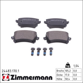 ZIMMERMANN Bremsbelagsatz, Scheibenbremse 24483.170.1