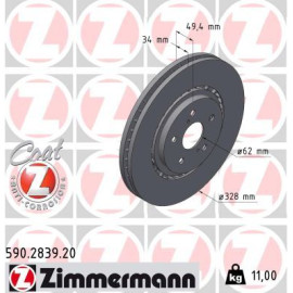 ZIMMERMANN Bremsscheibe 590.2839.20 ZIMMERMANN Bremsscheibe 590.2839.20