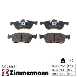 ZIMMERMANN Bremsbelagsatz, Scheibenbremse 22748.165.1