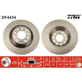 TRW Bremsscheibe VW A6 2.0-4.2 DF4434 TRW Bremsscheibe VW A6 2.0-4.2 DF4434