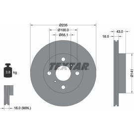 Textar Bremsscheibe 92103603 – 235 mm, mit Trommelbremsen hinten Textar Bremsscheibe 92103603 – 235 mm, mit Trommelbremsen hinten