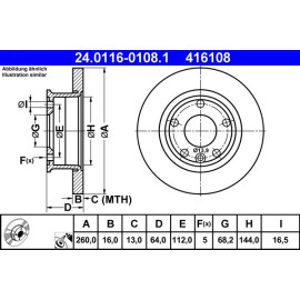ATE Bremsscheibe VW Vorderachse T4 90-96 24.0116-0108.1 ATE Bremsscheibe VW Vorderachse T4 90-96 24.0116-0108.1