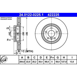 ATE Bremsscheibe 24.0122-0225.1 ATE Bremsscheibe 24.0122-0225.1