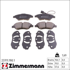 ZIMMERMANN Bremsbeläge 23711.190.1