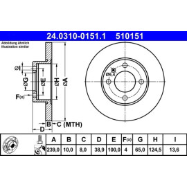 ATE Bremsscheibe Audi S. 80 1.3-1.6 72-86 PowerDisc 24.0310-0151.1 ATE Bremsscheibe Audi S. 80 1.3-1.6 72-86 PowerDisc 24.0310-0151.1