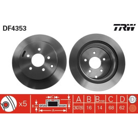 TRW Bremsscheibe Hinterachse DF4353 TRW Bremsscheibe Hinterachse DF4353
