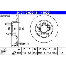 Bremsscheibe Vw T. A100/A6/Passat 96- 245X10 24.0110-0201.1 Bremsscheibe Vw T. A100/A6/Passat 96- 245X10 24.0110-0201.1