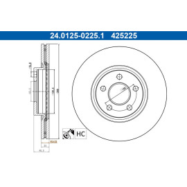 ATE Bremsscheibe 24.0125-0225.1