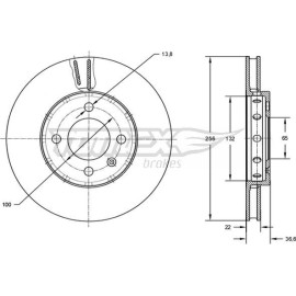 TOMEX brakes Bremsscheibe TX 72-87