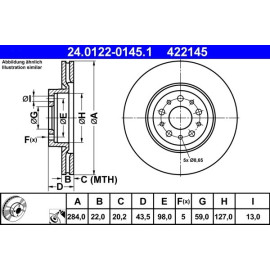 ATE Bremsscheibe Alfa Romeo S. 147/156/164/Gt 87-10 24.0122-0145.1 ATE Bremsscheibe Alfa Romeo S. 147/156/164/Gt 87-10 24.0122-0145.1