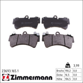 ZIMMERMANN Bremsbeläge 23693.165.1 ZIMMERMANN Bremsbeläge 23693.165.1