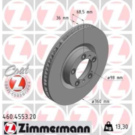 ZIMMERMANN Bremsscheibe 460.4553.20 ZIMMERMANN Bremsscheibe 460.4553.20