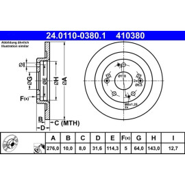 ATE Bremsscheibe Honda Hinterachse Civic 1.4-2.2 I-Dtec 12 24.0110-0380.1 ATE Bremsscheibe Honda Hinterachse Civic 1.4-2.2 I-Dtec 12 24.0110-0380.1