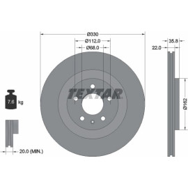 Bremsscheibe Vw T. A4/A5 07-/A6/A7 10- 330Mm 92238305 Bremsscheibe Vw T. A4/A5 07-/A6/A7 10- 330Mm 92238305