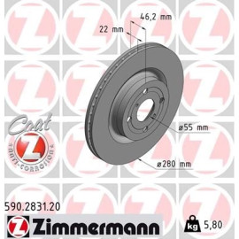 Zimmermann Bremsscheibe 590.2831.20 Zimmermann Bremsscheibe 590.2831.20