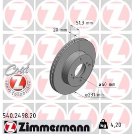 Zimmermann Bremsscheibe 540.2498.20 Zimmermann Bremsscheibe 540.2498.20